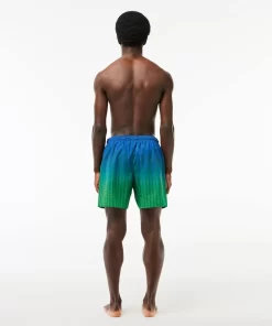 Lacoste Swimwear-Ombre Effect Monogram Swim Trunks