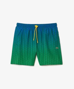 Lacoste Swimwear-Ombre Effect Monogram Swim Trunks