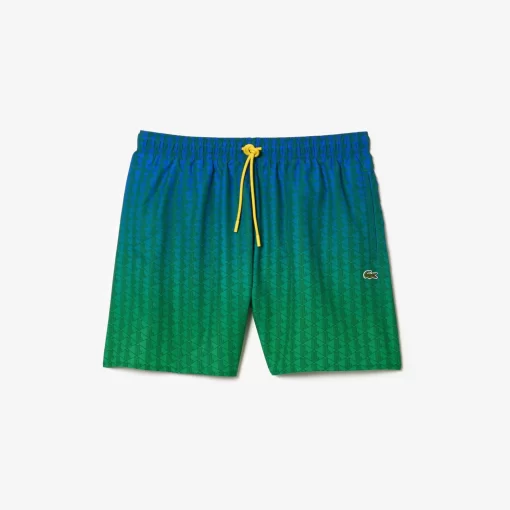 Lacoste Swimwear-Ombre Effect Monogram Swim Trunks