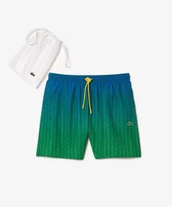 Lacoste Swimwear-Ombre Effect Monogram Swim Trunks