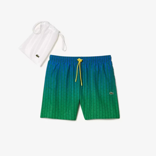 Lacoste Swimwear-Ombre Effect Monogram Swim Trunks