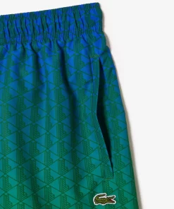 Lacoste Swimwear-Ombre Effect Monogram Swim Trunks