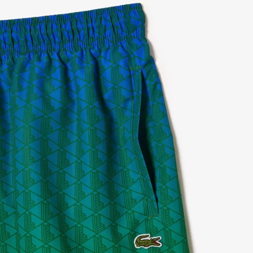 Lacoste Swimwear-Ombre Effect Monogram Swim Trunks