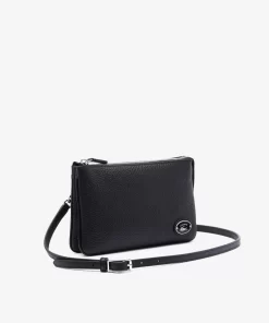 Lacoste Cross Body-Origin Croc Leather Double Pouch Purse