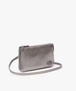 Lacoste Cross Body-Origin Croc Leather Double Pouch Purse