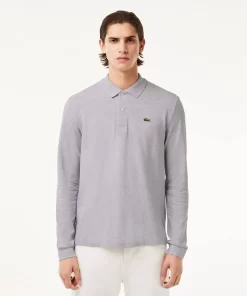 Lacoste Polo Shirts-Original L.12.12 Long Sleeve Heathered Cotton Polo Shirt