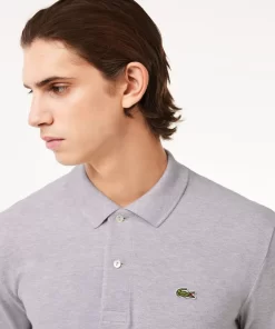 Lacoste Polo Shirts-Original L.12.12 Long Sleeve Heathered Cotton Polo Shirt