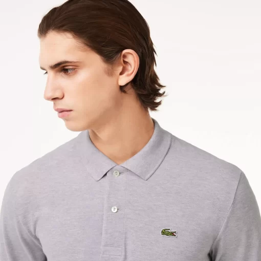 Lacoste Polo Shirts-Original L.12.12 Long Sleeve Heathered Cotton Polo Shirt