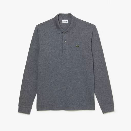 Lacoste Polo Shirts-Original L.12.12 Long Sleeve Heathered Cotton Polo Shirt