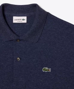 Lacoste Polo Shirts-Original L.12.12 Long Sleeve Heathered Cotton Polo Shirt