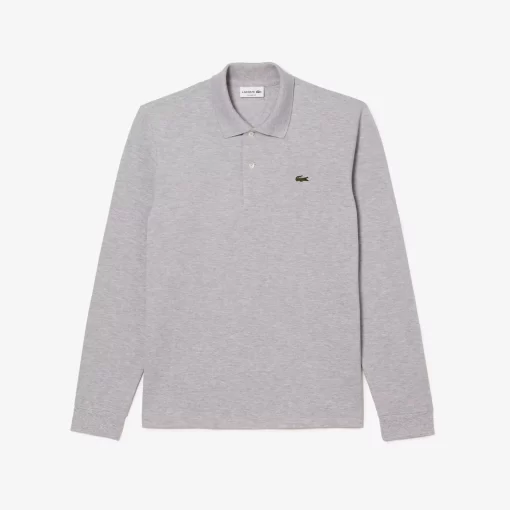 Lacoste Polo Shirts-Original L.12.12 Long Sleeve Heathered Cotton Polo Shirt