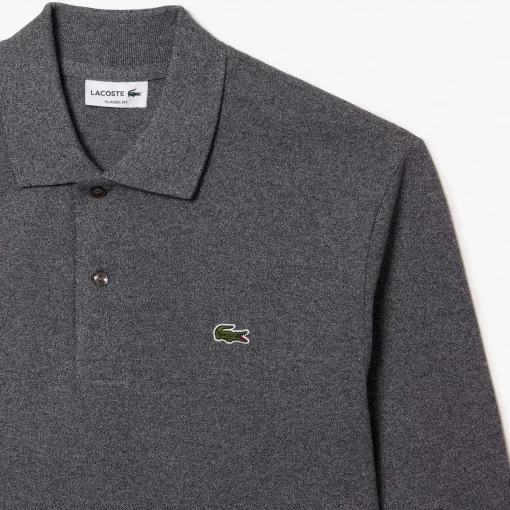 Lacoste Polo Shirts-Original L.12.12 Long Sleeve Heathered Cotton Polo Shirt