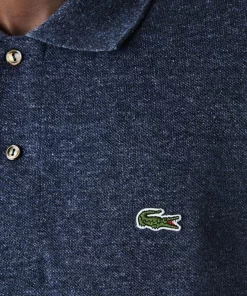 Lacoste Polo Shirts-Original L.12.12 Long Sleeve Heathered Cotton Polo Shirt