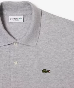 Lacoste Polo Shirts-Original L.12.12 Long Sleeve Heathered Cotton Polo Shirt