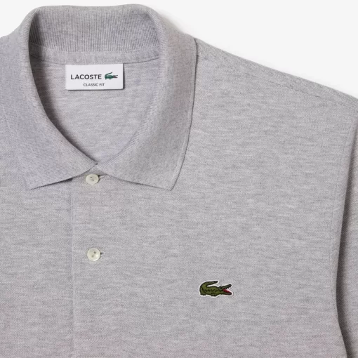 Lacoste Polo Shirts-Original L.12.12 Long Sleeve Heathered Cotton Polo Shirt