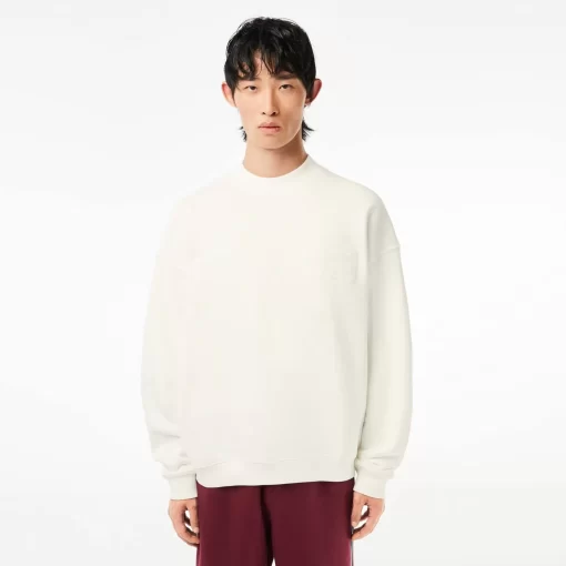 Lacoste Sweatshirts-Oversize Embroidered Cotton Sweatshirt