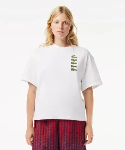 Lacoste T-Shirts-Oversize Iconic Croc Print Cotton T-Shirt