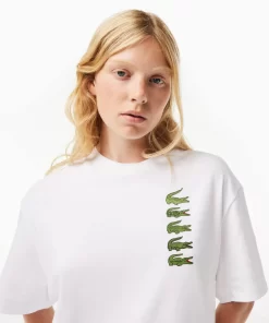 Lacoste T-Shirts-Oversize Iconic Croc Print Cotton T-Shirt