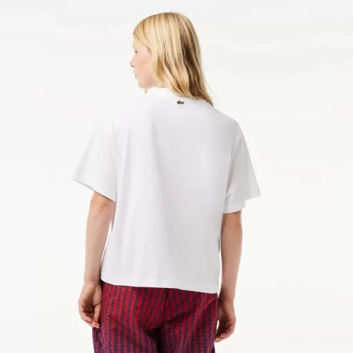 Lacoste T-Shirts-Oversize Iconic Croc Print Cotton T-Shirt