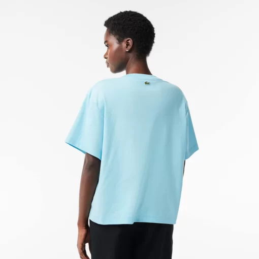 Lacoste T-Shirts-Oversize Iconic Croc Print Cotton T-Shirt