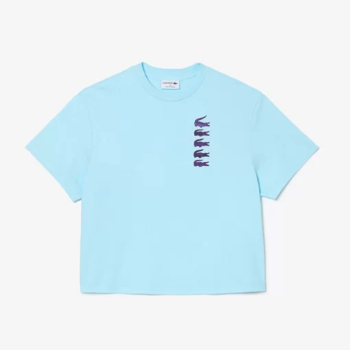 Lacoste T-Shirts-Oversize Iconic Croc Print Cotton T-Shirt