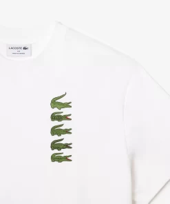 Lacoste T-Shirts-Oversize Iconic Croc Print Cotton T-Shirt