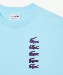 Lacoste T-Shirts-Oversize Iconic Croc Print Cotton T-Shirt