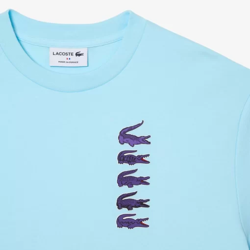 Lacoste T-Shirts-Oversize Iconic Croc Print Cotton T-Shirt