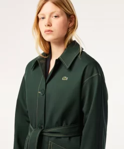 Lacoste Jackets & Coats-Oversized Belted Cotton Twill Trench Coat