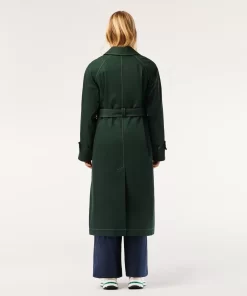 Lacoste Jackets & Coats-Oversized Belted Cotton Twill Trench Coat