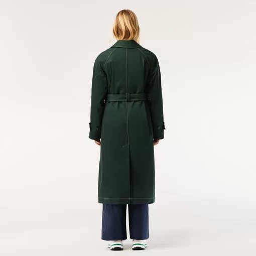 Lacoste Jackets & Coats-Oversized Belted Cotton Twill Trench Coat