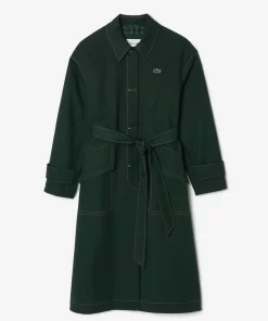 Lacoste Jackets & Coats-Oversized Belted Cotton Twill Trench Coat