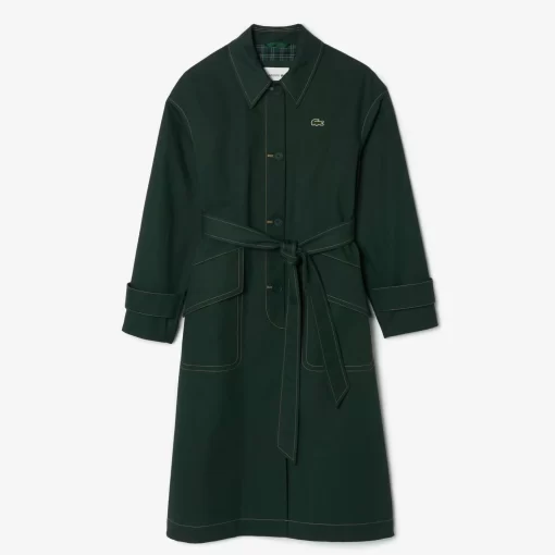 Lacoste Jackets & Coats-Oversized Belted Cotton Twill Trench Coat