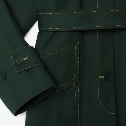 Lacoste Jackets & Coats-Oversized Belted Cotton Twill Trench Coat