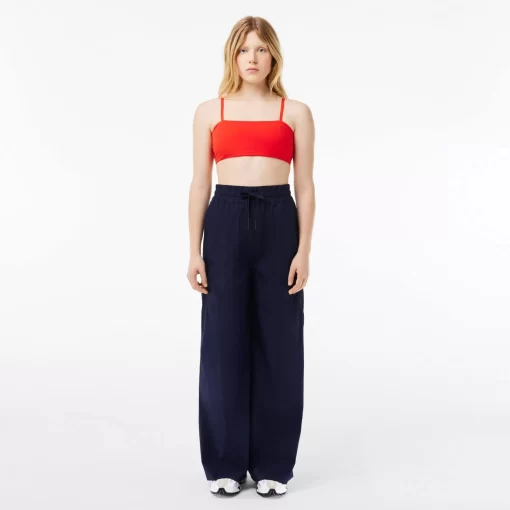 Lacoste Trousers & Shorts-Oversized Cotton Blend Wide Leg Pants