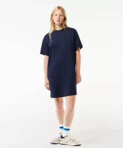 Lacoste Dresses & Skirts-Oversized Embroidered Cotton T-Shirt Dress