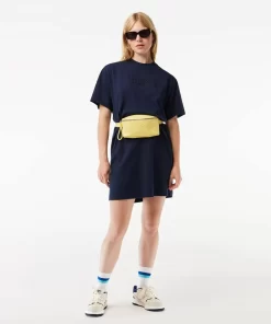 Lacoste Dresses & Skirts-Oversized Embroidered Cotton T-Shirt Dress