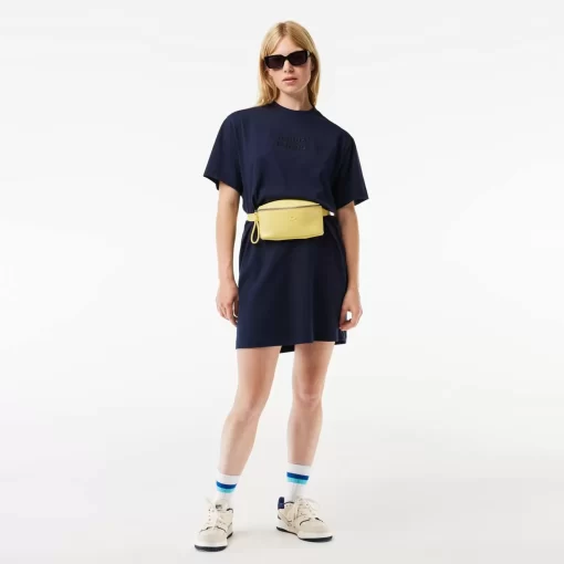 Lacoste Dresses & Skirts-Oversized Embroidered Cotton T-Shirt Dress