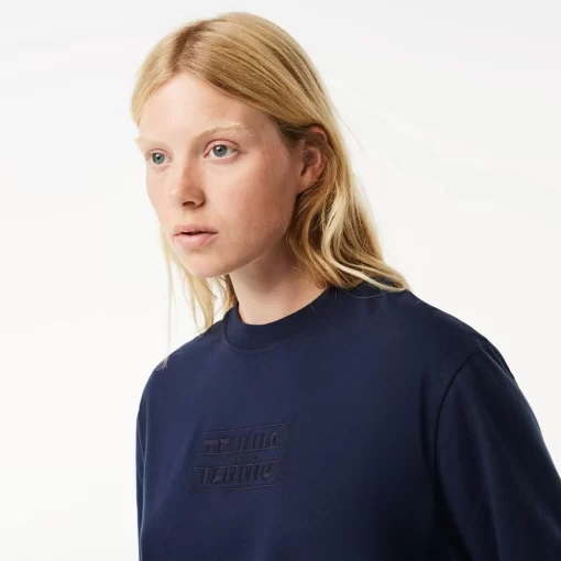 Lacoste Dresses & Skirts-Oversized Embroidered Cotton T-Shirt Dress