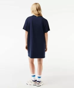 Lacoste Dresses & Skirts-Oversized Embroidered Cotton T-Shirt Dress