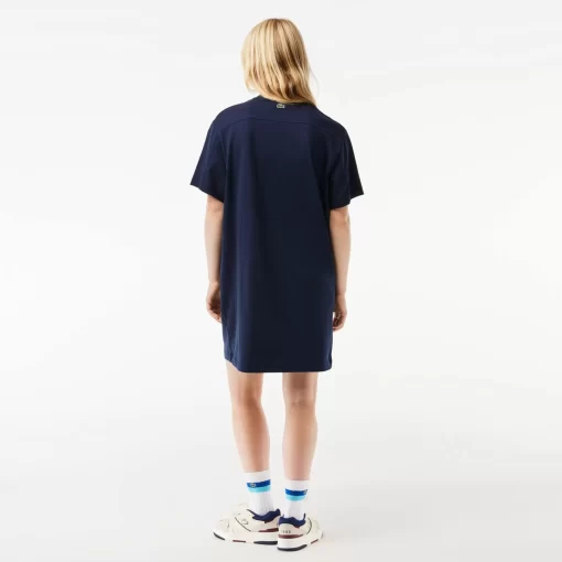 Lacoste Dresses & Skirts-Oversized Embroidered Cotton T-Shirt Dress