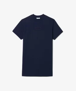 Lacoste Dresses & Skirts-Oversized Embroidered Cotton T-Shirt Dress