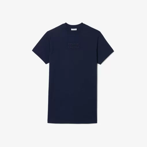 Lacoste Dresses & Skirts-Oversized Embroidered Cotton T-Shirt Dress