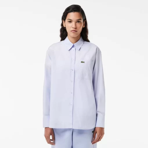 Lacoste Shirts & Tops-Oversized Fit Cotton Poplin Shirt