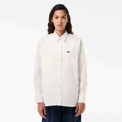 Lacoste Shirts & Tops-Oversized Fit Cotton Poplin Shirt