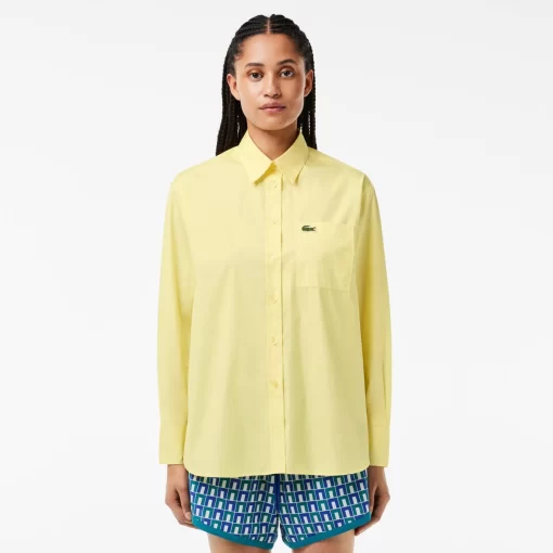 Lacoste Shirts & Tops-Oversized Fit Cotton Poplin Shirt