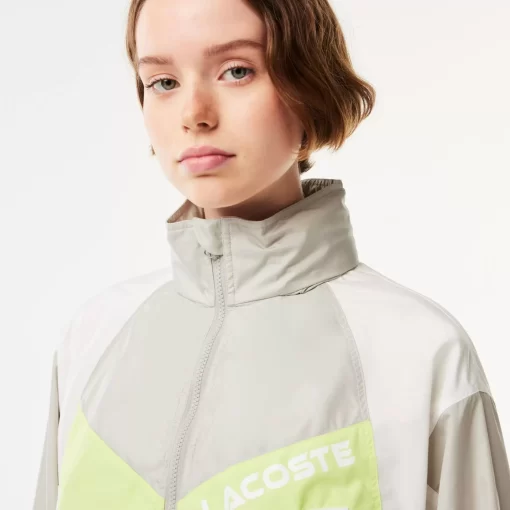 Lacoste Jackets & Coats-Oversized Hooded Colourblock Jacket With Adjustable Waist