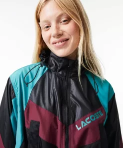 Lacoste Jackets & Coats-Oversized Hooded Colourblock Jacket With Adjustable Waist