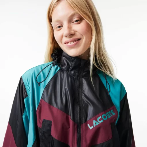 Lacoste Jackets & Coats-Oversized Hooded Colourblock Jacket With Adjustable Waist