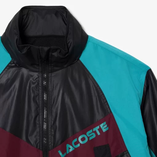 Lacoste Jackets & Coats-Oversized Hooded Colourblock Jacket With Adjustable Waist